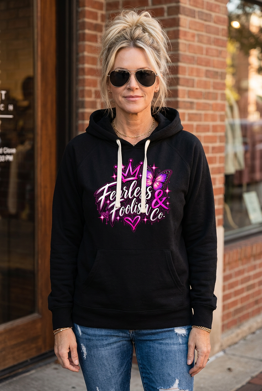 Black hoodie front product photo