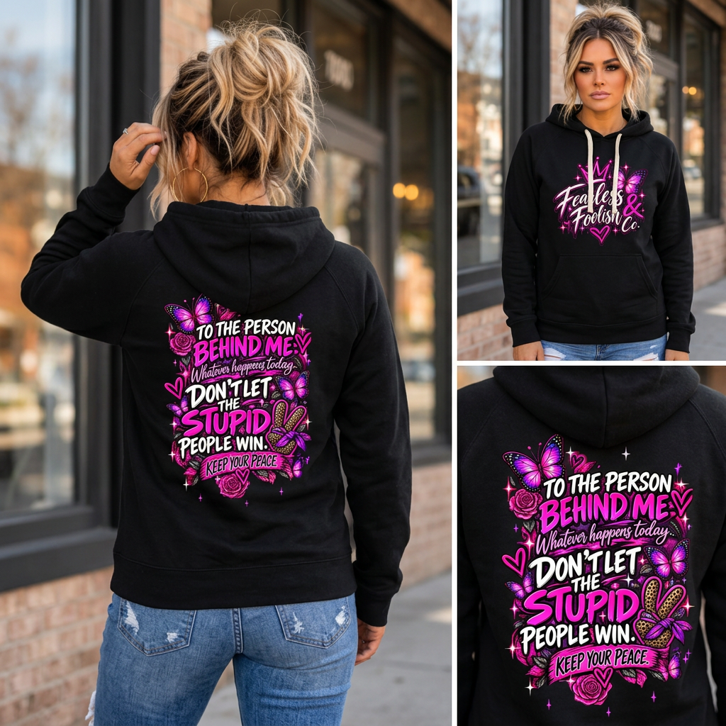 Black Keep Your Peace hoodie collage